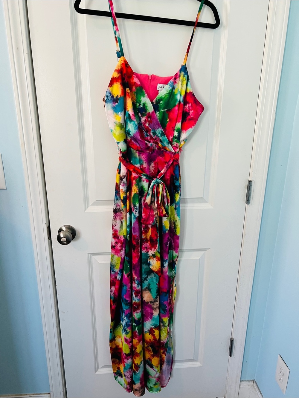 Nicole Miller Multicolor Maxi Dress with Waist Tie